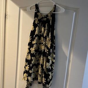 Floral Black and Gold Halter Top